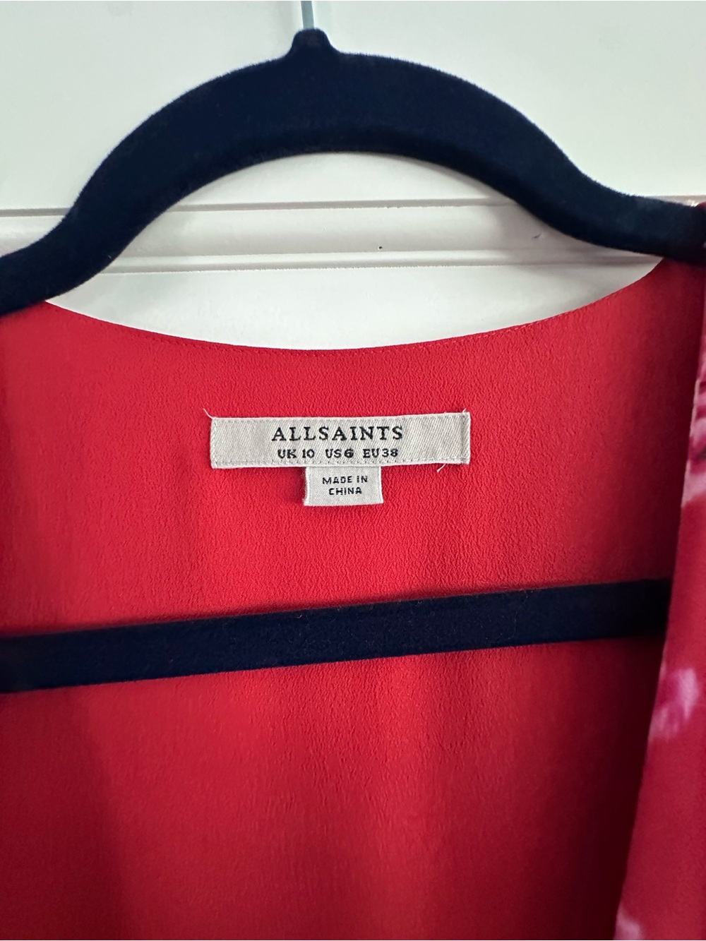 All Saints Red Floral Wrap Blouse with Side Tie - Picture 4 of 4